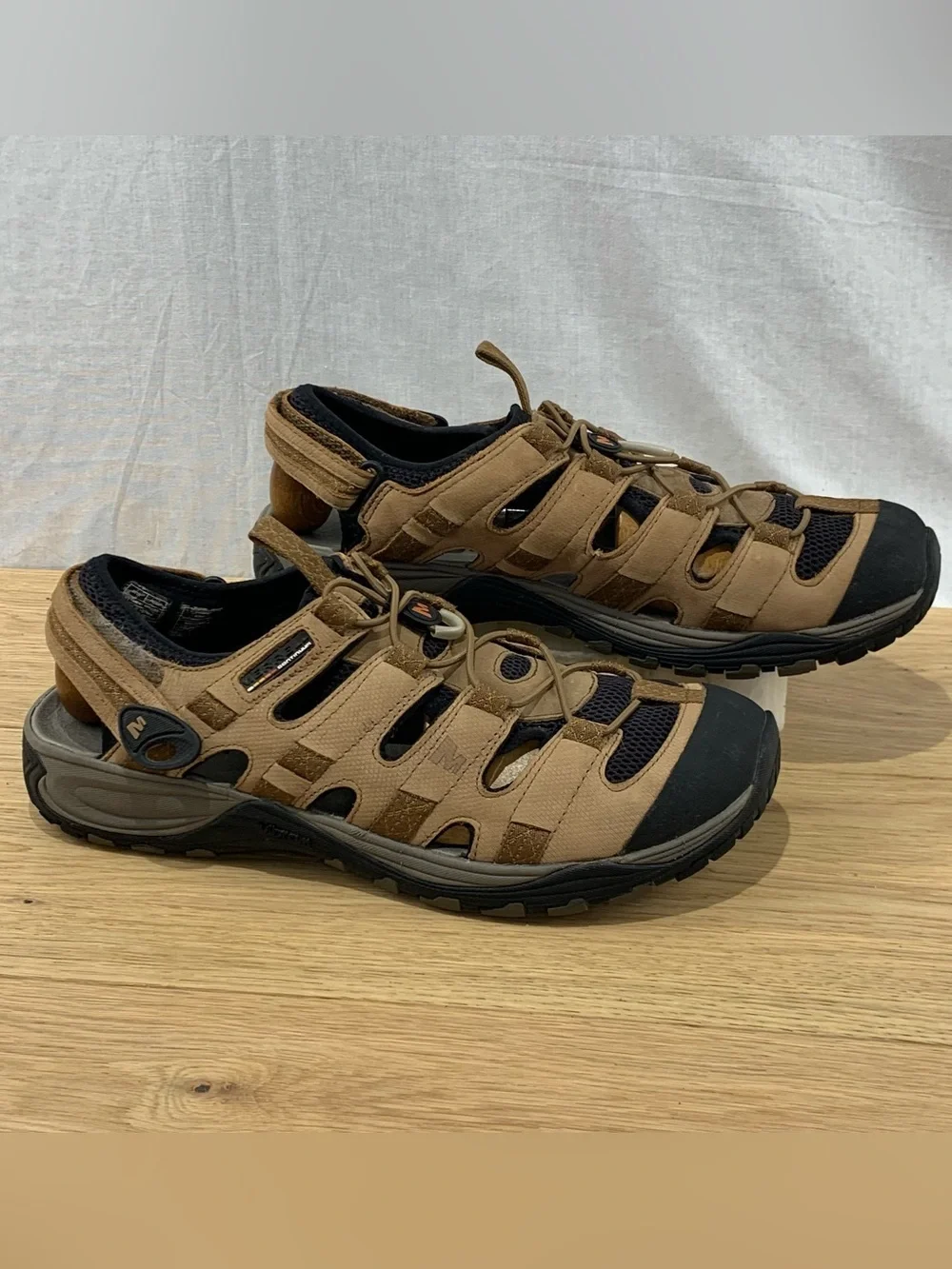 Merrell Saugatuck Men’s Size 14 Trail Hiking Sandals Tan Brown